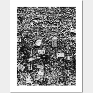 Black and White Gum Wall, Photography, Seattle, USA, America Posters and Art